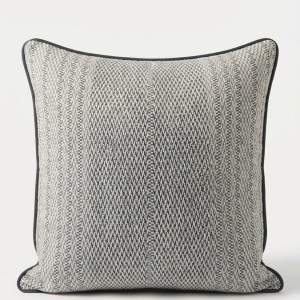Contrast Piped Cushion - Ian Mankin - Gradient Stripe in Bluestone