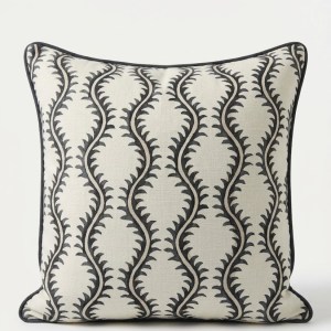 Contrast Piped Cushion - Linwood - Helter Skelter in Charcoal