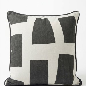 Contrast Piped Cushion - Threads Zanzibar Charcoal