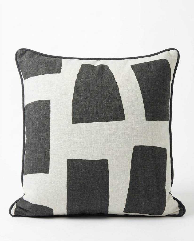 Contrast Piped Cushion - Threads Zanzibar Charcoal