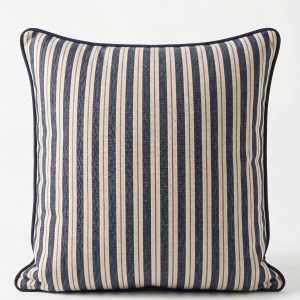 Contrast Piped Cushion - GP & J Baker - Compass Stripe Indigo